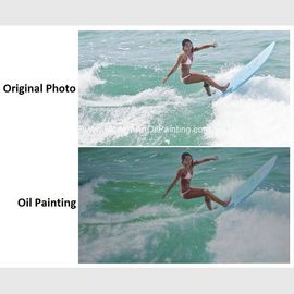 Реалистические изготовленные на заказ портреты картины маслом занимаются серфингом картины маслом дамы Спорта от изображения