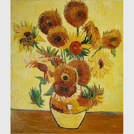 Картина маслом современного солнцецвета флористическая на репликах шедевра ван Гога холста