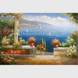Среднеземноморская гавань каникул картины маслом ландшафта моря искусства стены сада