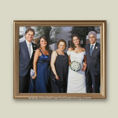 Холст портретов картины маслом домашней семьи украшения изготовленный на заказ от фото 5cm