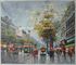 Обрамленное масло картины маслом сцены улицы Парижа на белье для живущей комнаты Deco