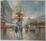 Обрамленное масло картины маслом сцены улицы Парижа на белье для живущей комнаты Deco