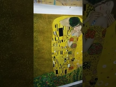 Картина маслом "Поцелуй людей" декоративная на льняном холсте