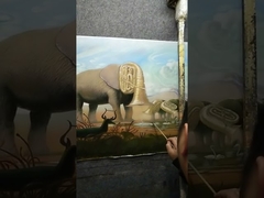 Абстрактная красочная картина слона на холсте, настенное искусство