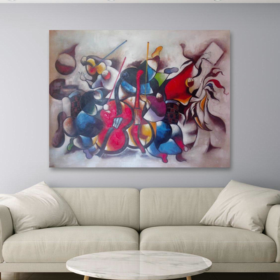 Handmade абстрактная картина маслом на диаграмме искусстве музыки скрипки цвета холста стены для живущей комнаты декабря