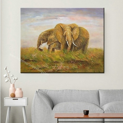 Картины маслом любов слона семьи 100% Handmade на настенной росписи искусства стены холста милой животной для домашнего украшения