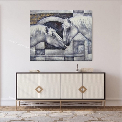Современная горизонтальная лошадь холста крася искусство холста оформления Handmade животных картин 100% домашнее для входа комнаты