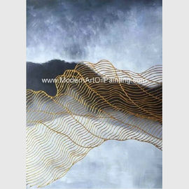 Обрамленные картины холста абстрактного искусства крася сусальное золото 3D на ткани полиэстера