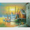 Гавань картины маслом шлюпок Sailling, современная пейзажная живопись захода солнца